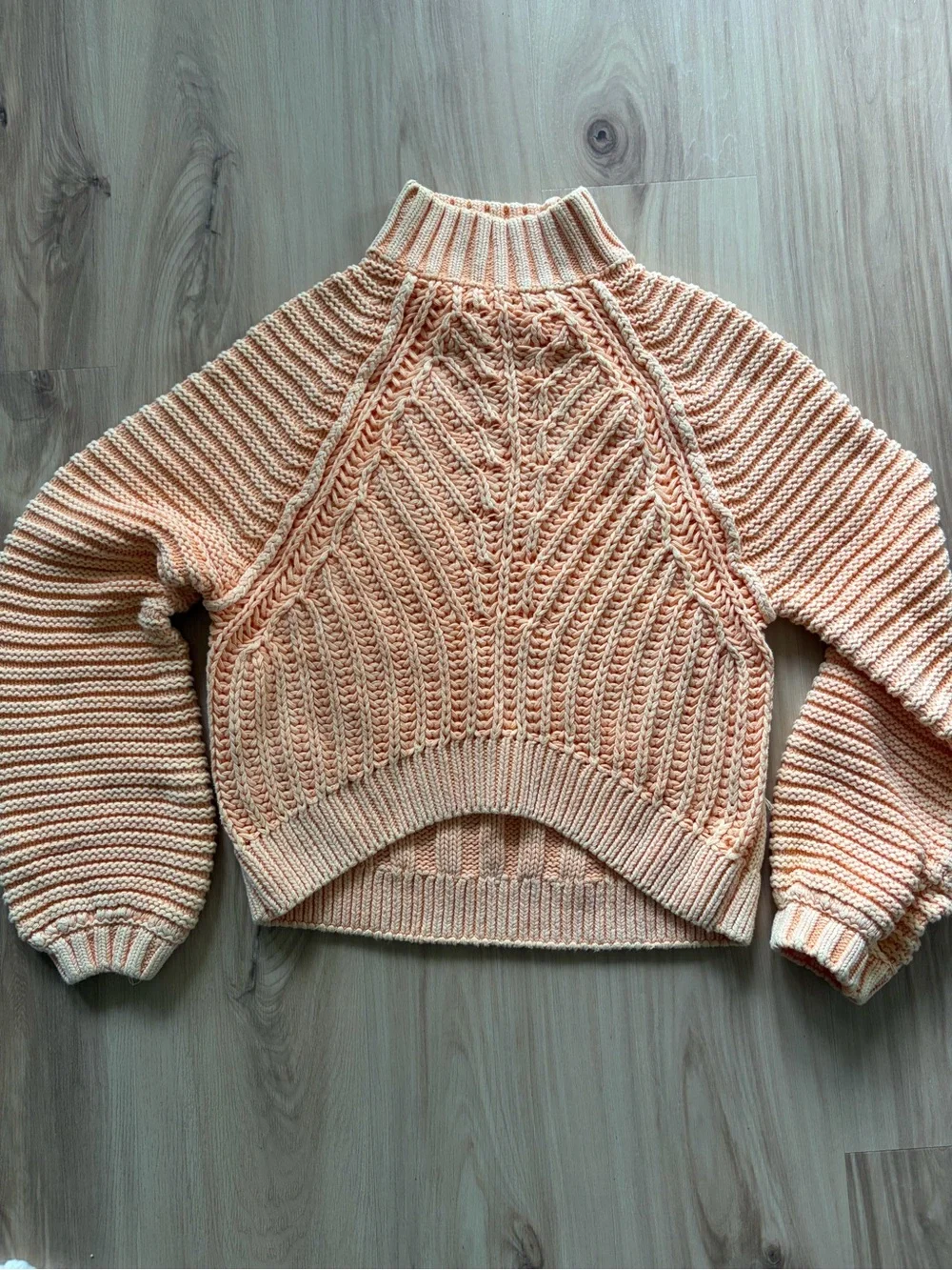 Free People Chunky Rib Knit Mock Neck Pullover Orange Sweater